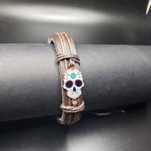 Dia De Los Muertos sugar skull adjustable bracelet